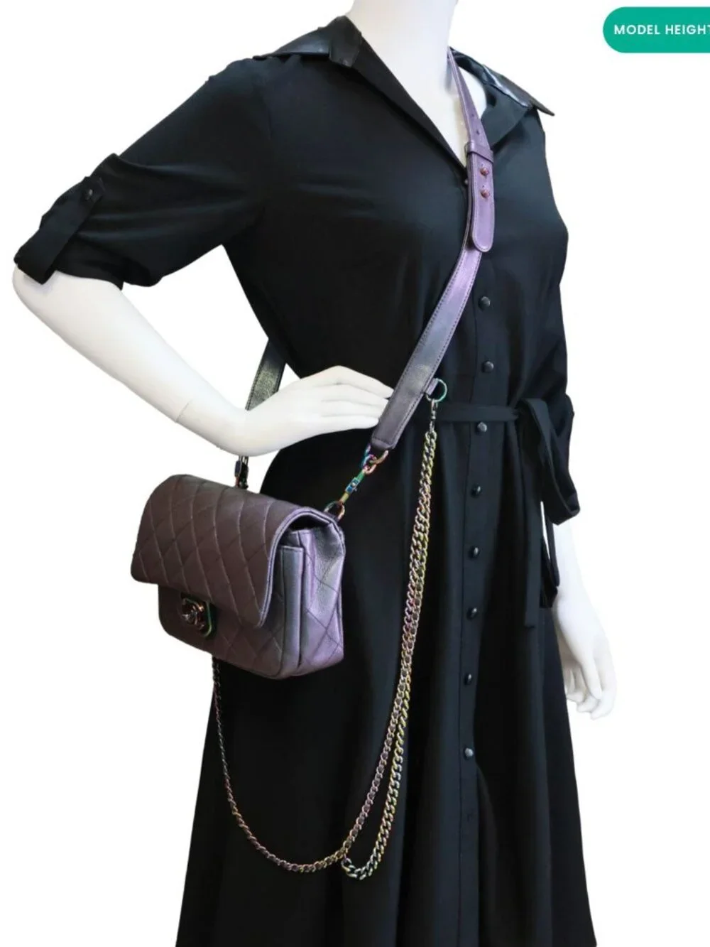 Chanel Double Carry Waist Flap Small Iridescent Quilted Goatskin Chain Shoulder
